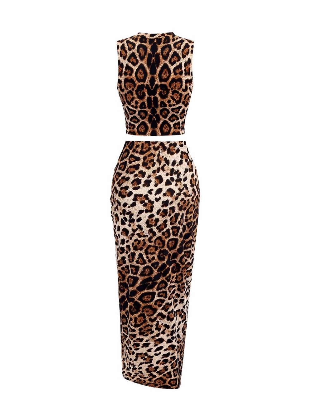 Leopard Print Skirt + Top Set - Brown Animal Pint New Boutique Soft Fabric - Picture 2 of 5